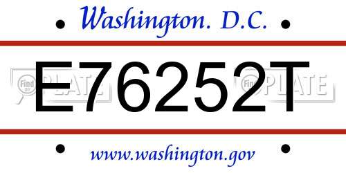E76252T District Of Columbia License Plate