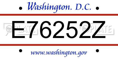 E76252Z District Of Columbia License Plate