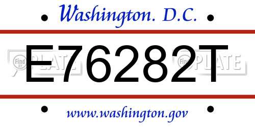E76282T District Of Columbia License Plate