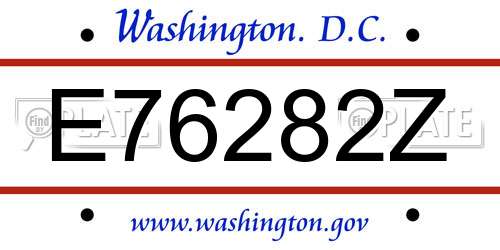 E76282Z District Of Columbia License Plate