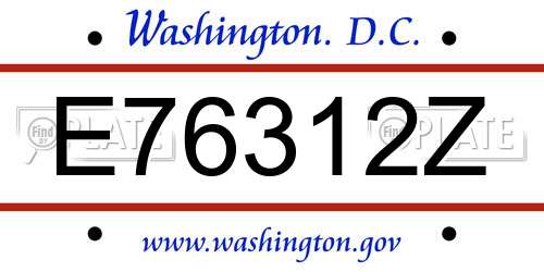 E76312Z District Of Columbia License Plate