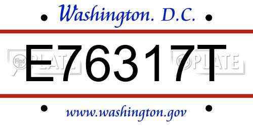 E76317T District Of Columbia License Plate