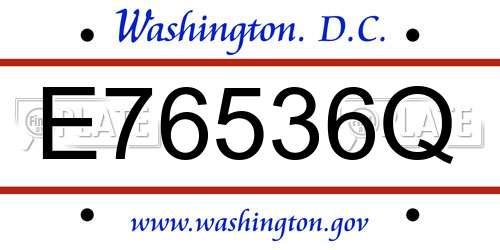 E76536Q District Of Columbia License Plate