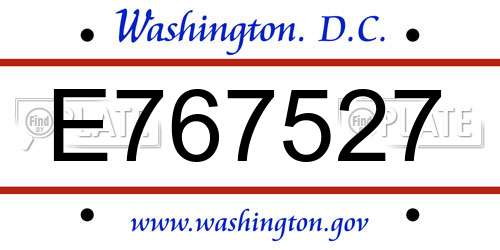 E767527 District Of Columbia License Plate