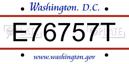 E76757T District Of Columbia License Plate
