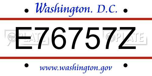 E76757Z District Of Columbia License Plate