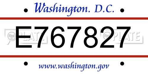 E767827 District Of Columbia License Plate