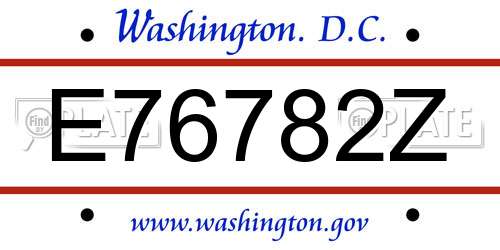 E76782Z District Of Columbia License Plate