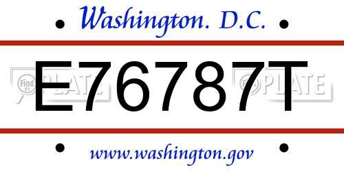 E76787T District Of Columbia License Plate