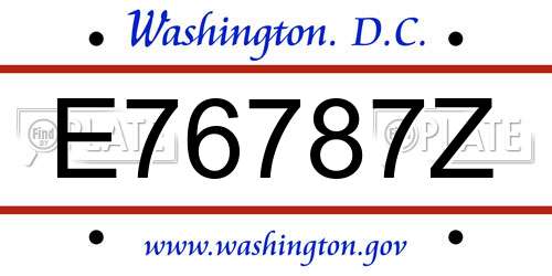 E76787Z District Of Columbia License Plate