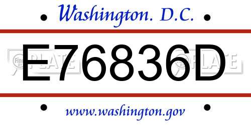 E76836D District Of Columbia License Plate