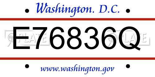 E76836Q District Of Columbia License Plate