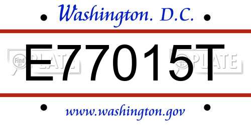 E77015T District Of Columbia License Plate