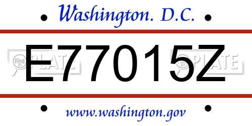 E77015Z District Of Columbia License Plate