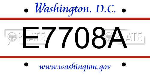E7708A District Of Columbia License Plate
