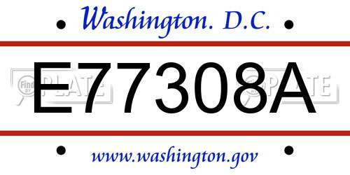 E77308A District Of Columbia License Plate