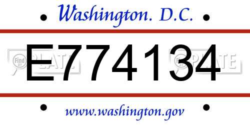 E774134 District Of Columbia License Plate