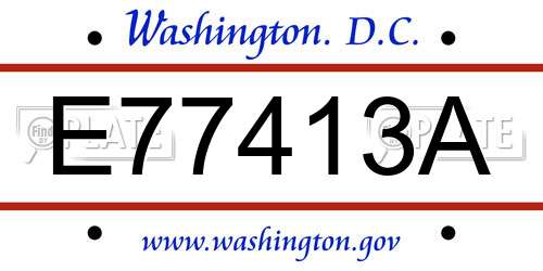E77413A District Of Columbia License Plate
