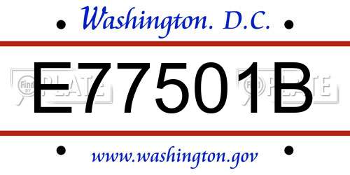E77501B District Of Columbia License Plate