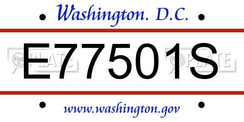 E77501S District Of Columbia License Plate