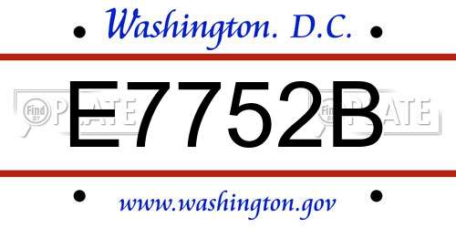 E7752B District Of Columbia License Plate