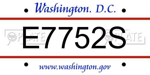 E7752S District Of Columbia License Plate
