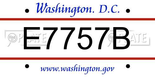 E7757B District Of Columbia License Plate