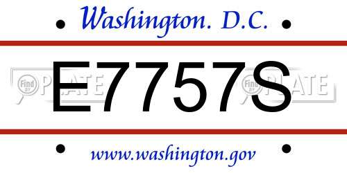 E7757S District Of Columbia License Plate