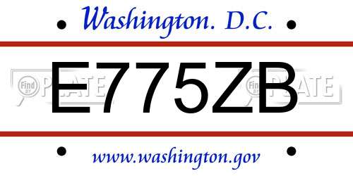 E775ZB District Of Columbia License Plate