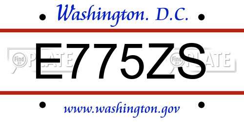 E775ZS District Of Columbia License Plate