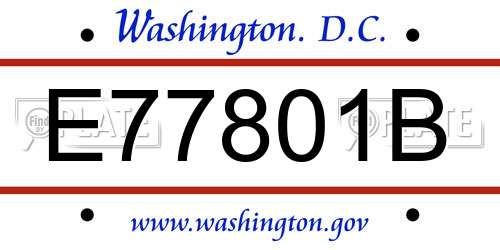 E77801B District Of Columbia License Plate