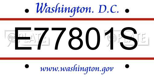 E77801S District Of Columbia License Plate