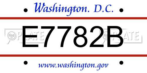 E7782B District Of Columbia License Plate