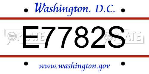 E7782S District Of Columbia License Plate