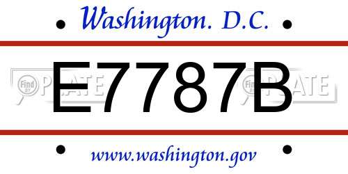 E7787B District Of Columbia License Plate