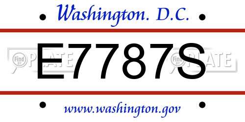 E7787S District Of Columbia License Plate