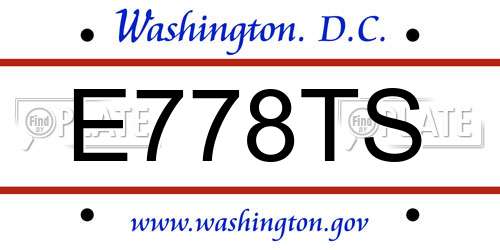 E778TS District Of Columbia License Plate