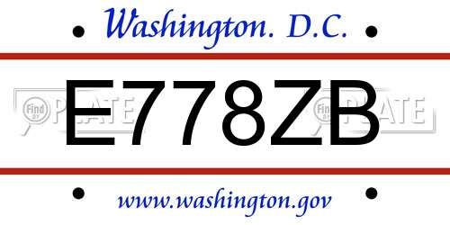 E778ZB District Of Columbia License Plate