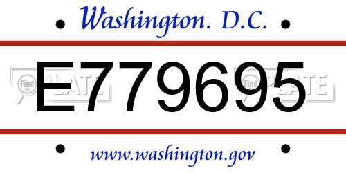 E779695 District Of Columbia License Plate