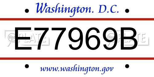 E77969B District Of Columbia License Plate