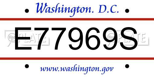 E77969S District Of Columbia License Plate