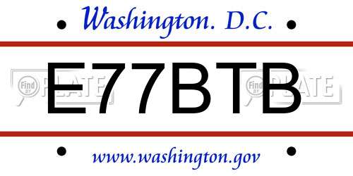 E77BTB District Of Columbia License Plate