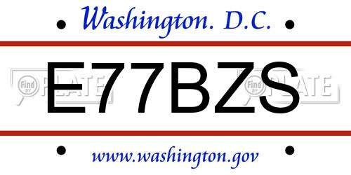 E77BZS District Of Columbia License Plate