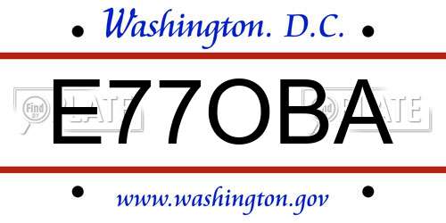 E77OBA District Of Columbia License Plate