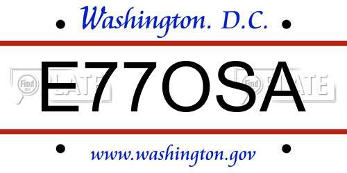 E77OSA District Of Columbia License Plate