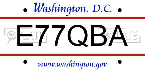 E77QBA District Of Columbia License Plate