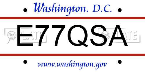 E77QSA District Of Columbia License Plate