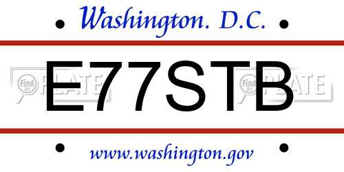 E77STB District Of Columbia License Plate