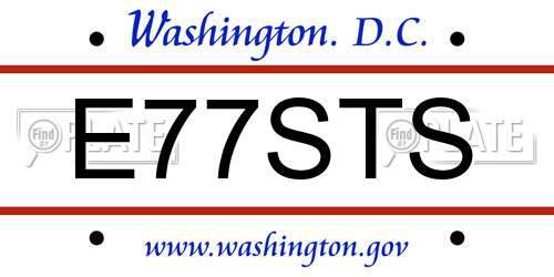 E77STS District Of Columbia License Plate