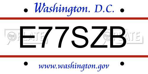 E77SZB District Of Columbia License Plate